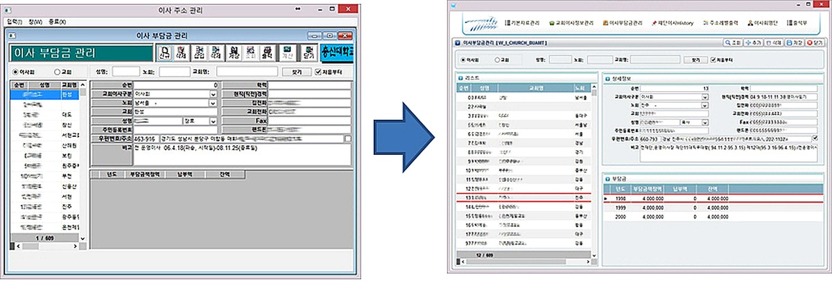 프레임 적용 전후 화면